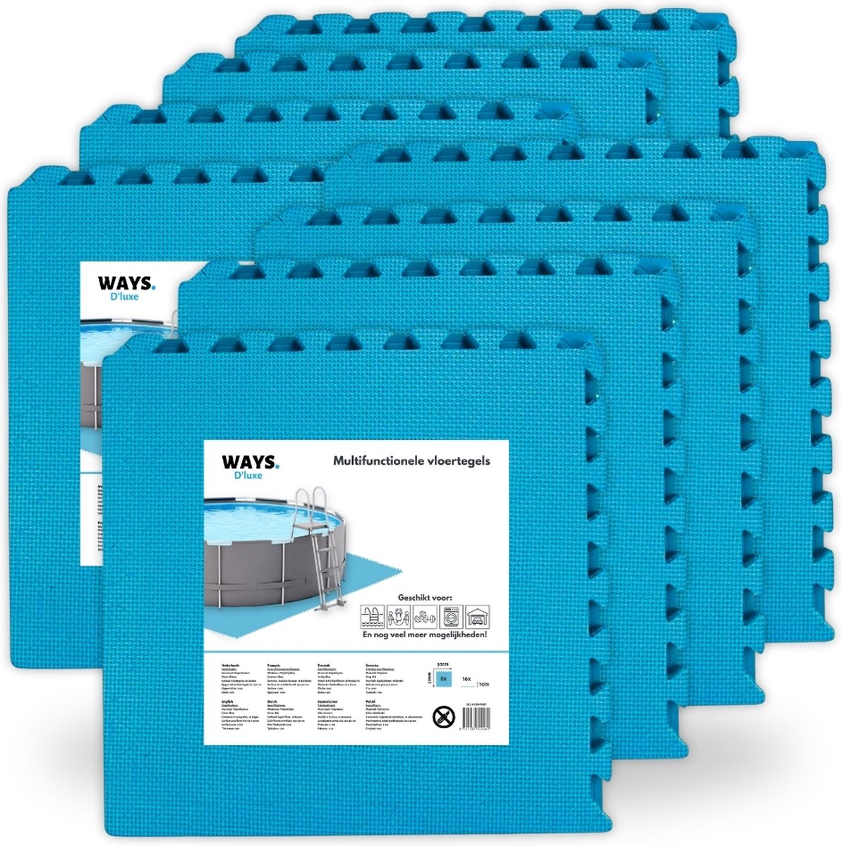 WAYS Dluxe - Voordeelpakket - Vloertegel - Blauwe zwembad tegels - 64 tegels - 50 x 50 cm - 16 m²